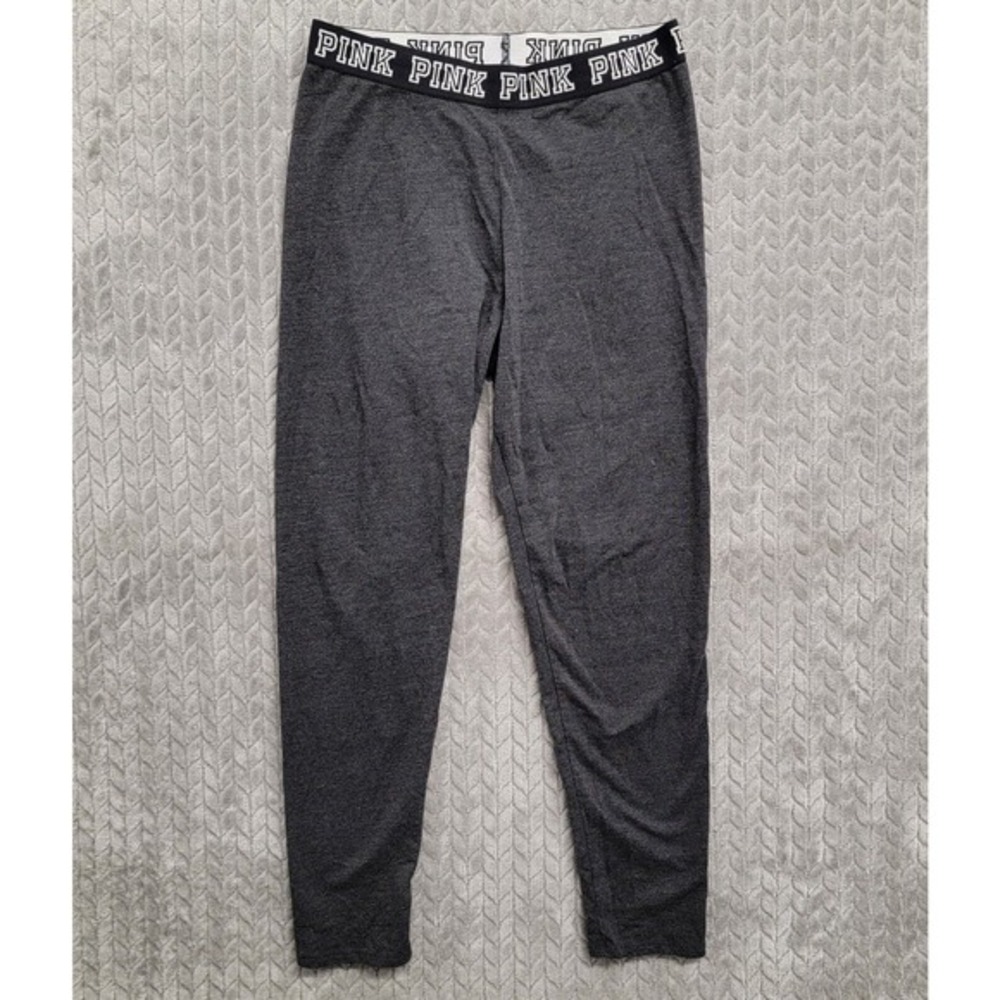 Victoria Secret Pink Leggings Womens Size Large‎ Dark Gray Stretch Spell Out